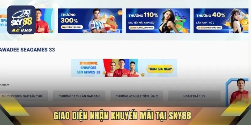 Giao diện nhận khuyến mãi tại SKY88